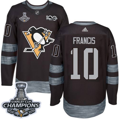 Adidas Penguins #10 Ron Francis Black 1917-100th Anniversary Stanley Cup Finals Champions Stitched NHL Jersey